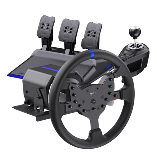 PXN V99 Gaming-Lenkrad Für PC, Xbox One, Xbox Series X/S, PS4 Mit 3,2 Nm Force Feedback, Pedale Mit Schaltung und Hal-Effekt, Formel-Racing