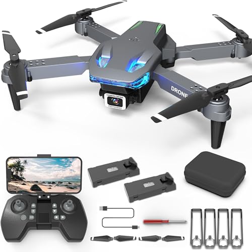 Drohne mit Kamera 1080p, Wipkviey T28 Faltbarer FPV Quadcopter für Anfänger & Erwachsene, RC-Drohne mit 3D-Flips, Höhenhaltung, Gestensteuerung, Wegpunktflug – Geschenkidee für Kinder (2 Batterien)