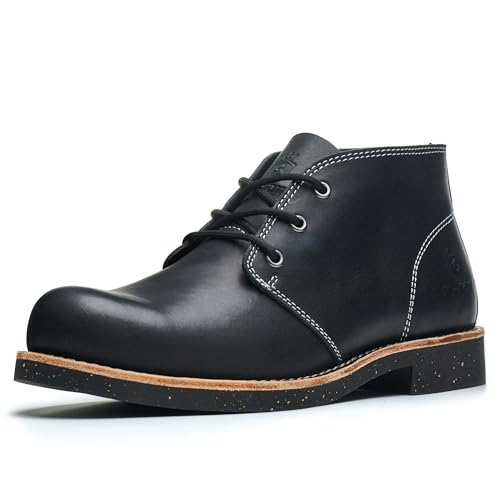 SL-Saint Handgefertigte Klassische Chukka-Stiefel Für Männer Mode Echtes Rindsleder Bequeme Schuhe 5‘’ Geschnürt (Schwarz Leder, Erwachsene, Herren, 44, Numerisch, EU Schuhgrößensystem, Breit)