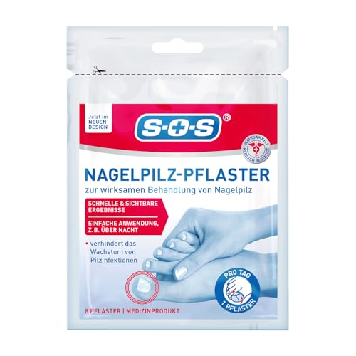 SOS Nagelpilz Pflaster (8 Stk.)– Behandlung bei Nagelpilz, 8h Intensivwirkung über Nacht, 1 Pflaster pro Tag, ohne Feilen, reduziert Verfärbungen