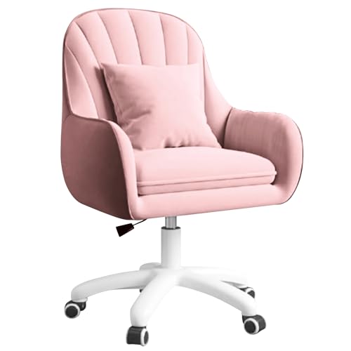 Aivermeil Homeoffice Stuhl, SamtStuhl mit Kopfkissen, 360° drehbar Höhenverstellbar Bürostuhl ergonomisch, Schminkstuhl Drehstuhl,für Arbeitszimmer Schlafzimmer,bis120kg belastbar Rosa