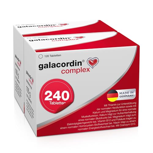 galacordin complex 240 Tabletten - mit Thiamin zur Unterstützung einer gesunden Herzfunktion, mit Kalium und Magnesium für eine normale Muskelfunktion, unterstützt den Blutdruck