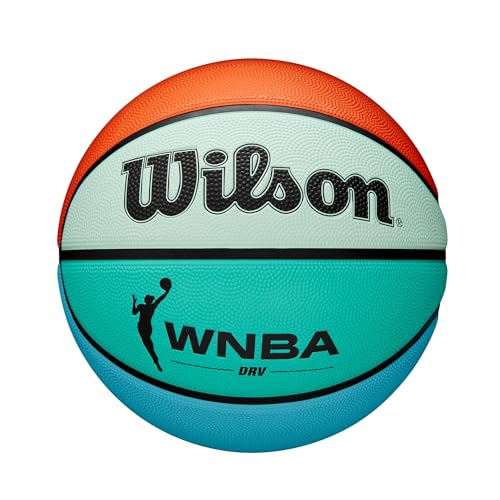 Wilson WNBA DRV Bright Outdoor Basketball, 6, Orange/Teal
