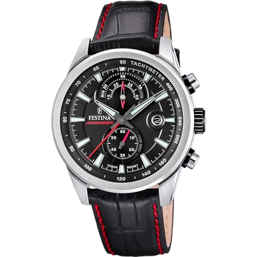 Festina Herrenuhr Analog aus Leder Schwarz F20695/6