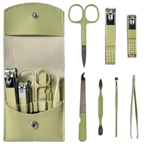 LAC FOR YOU Maniküre Set 7-teilig – Professionelles Nagelset und Pediküre Set für Damen und Herren, Nageletui – Grün