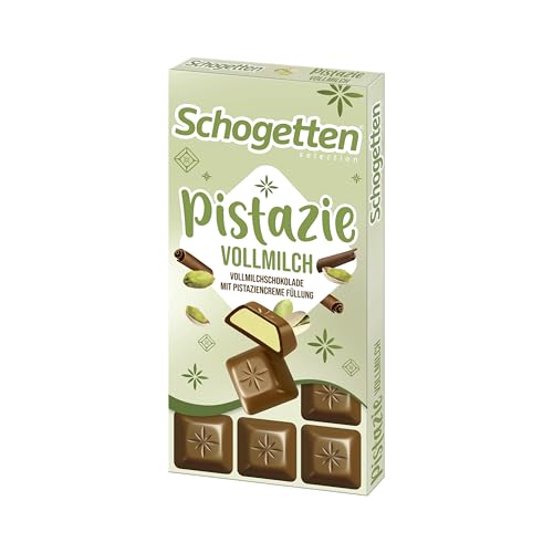 Schogetten Selection Pistazie Vollmilch I 100 g Schokoladentafel I Vollmilchschokolade I praktisch einzeln portioniert