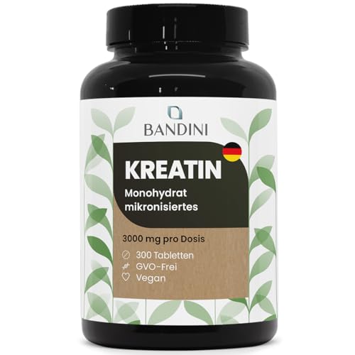 Bandini® Kreatin Monohydrat 300 Tabletten | Für Training, Sport und Fitness | 100-Tage-Vorrat | Alternative zu Kreatin-Kapseln und -Pulver | Pre- und Intra-Workout | Halal und Vegan, Mesh Factor 200