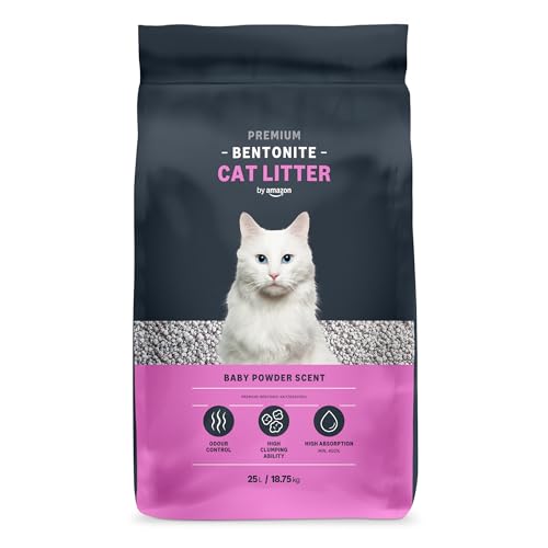 by Amazon Bentonite Premium Katzenstreu, mit Babypuderduft, 25L (1er-Pack) (Zuvor eine Marke von Lifelong, gleiches Produkt)