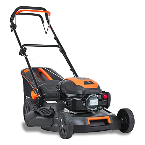 FUXTEC 4in1 Benzin Rasenmäher mit Radantrieb FX-RM5170 • 4-Takt Mäher, 4PS/2,9kW • 51cm Schnittbreite mit 7 Stufen 25–75mm • 60L Fangkorb • Mulchen, Seitenauswurf & EasyClean-Funktion