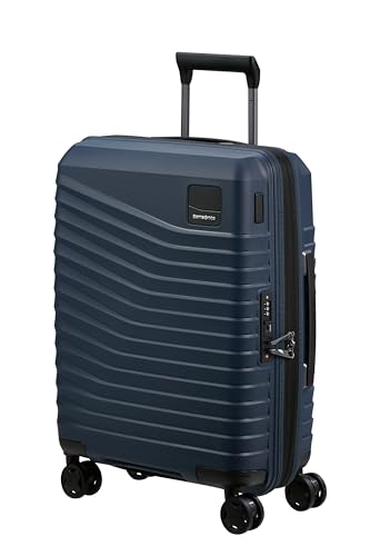 Samsonite Intuo Spinner Handgepäckkoffer, 55 cm | Blau, erweiterbarer Hartschalenkoffer, 55H x 40W x 20D cm, 39/45 L, 2.3 kg, mit TSA-Schloss und Kreuz-Packgurten