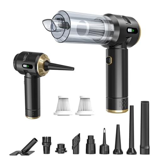 Higoom Schnurloser Handstaubsauger,Wiederaufladbarer,Tragbarer,Leichter Staubbläser,22000PA Starke Saugkraft,Mini-Autostaubsauger für Die Tiefenreinigung von Haus,Auto und Tierhaaren (Schwarz-Gold)