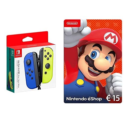 Nintendo Joy-Con 2er-Set, blau/neon-gelb + Nintendo eShop Card | 15 EUR Guthaben | DLC