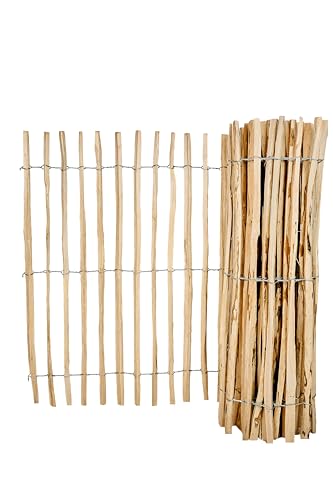 Staketenzaun Haselnuss 150x500 cm Lattenabstand 3-5 cm – Gartenzaun Sichtschutz und Rustikaler Steckzaun, Natürlicher Zaun für Garten, Terrasse und Balkon