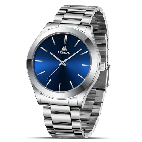 LN LENQIN Herren Uhr Edelstahl Uhren Herren 30m wasserdichte Armbanduhr Analoge Quarzuhr Mode Business Uhr für Männer