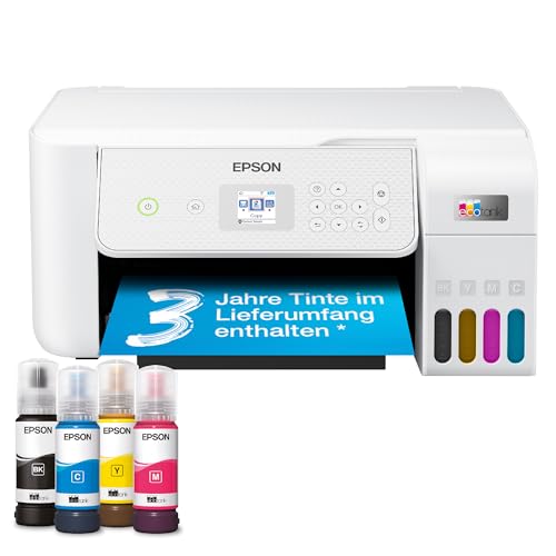 Epson EcoTank ET-2876 Tintentankdrucker | für vielbeschäftigte Haushalte | WLAN | A4 | Drucken, Kopieren, Scannen | 3.7 cm LCD-Bildschirm | inkl. Tinte für bis zu 3 Jahre