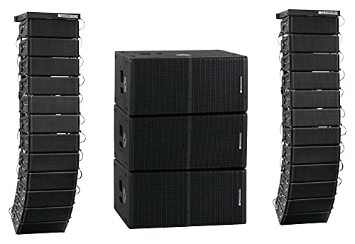 Pronomic V-Array Venue Set - Aktives PA-System mit 3300 Watt (RMS) - Geeignet bis ca. 500 Zuhörer - 3X Subwoofer mit 2X 12 Lautsprecher - 24x Topteil mit je 4