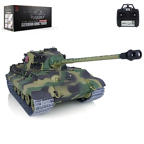 Wheelfun 2.4G Heng Long 1/16 7.0 Upgraded German King Tiger RTR RC Tank 3888A Infrarot Combat Lifting Barrel Light Sound BB Shooting Airsoft Tank