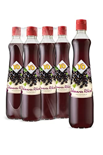 YO Sirup Schwarze Johannisbeere (6 x 700 ml) – 1x Flasche ergibt bis zu 6 Liter Fertiggetränk – ohne Süßungsmittel, Farb- & Konservierungsstoffe, vegan