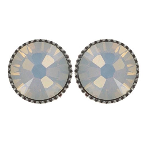 Konplott Ohrstecker flach Black Jack light blue Opal, Sterling Silber, Post Fassung, Stud, 2 Count