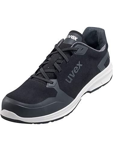 Uvex 1 Sport S3 ESD Sicherheitsschuhe für Herren - Bequeme & Atmungsaktive Arbeitsschuhe für Männer - Leichte & Ergonomische Halbschuhe Velours ,Schwarz,44 EU