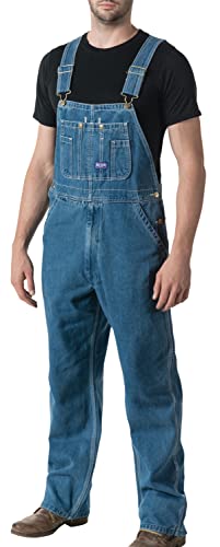 Liberty Herren Stonewashed Denim Bib Overalls, Stone Washed, 34W / 30L
