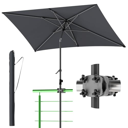 4smile Sonnenschirm Balkon 210x140 cm, Anthrazit – UV50+ rechteckig, höhenverstellbar mit Kurbel, für Garten & Terrasse, inkl. Sonnenschirmhalter und Schutzhülle