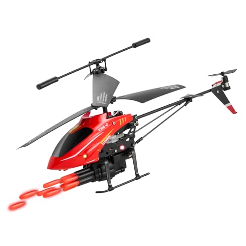VEVOR RC-Helikopter, 2,4 GHz Ferngesteuerter Hubschrauber mit Schussmodus, 3,5-Kanal-RC-Flugzeug, Höhenhaltung, Start/Landung mit Einer Taste & LED-Leuchten, Spielzeug für Kinder ab 14 Jahren