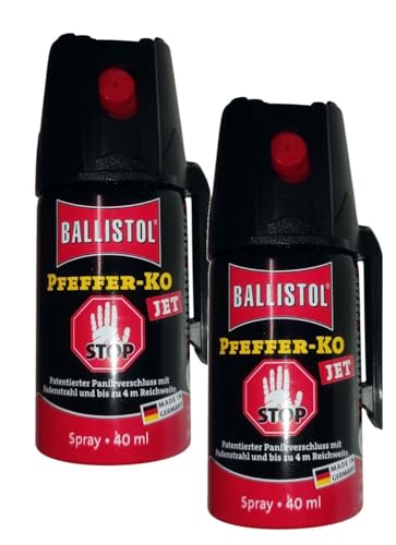 KO Pfefferspray Jet | Fog Verteidigungsspray | Abwehrspray Hundeabwehr | zur Selbstverteidigung | Sparset | Made in Germany (Jet 40 ML 2 Stk)
