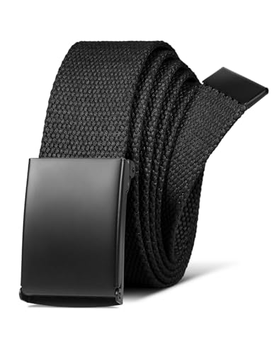 LXMY Gürtel Herren, Stufenlos Verstellbar Ohne Löcher, Canvas Stoff Outdoor Business Arbeitsgürtel Passt Überall Hin (Schwarz)