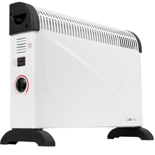 Clatronic® Konvektor-Heizung | Mobile Wärme für Zuhause | Elektroheizung mit 3 Heizstufen | Heizung mit Thermostat | bis zu 40qm | Konvektor mit Überhitzungsschutz | KH 3077 N