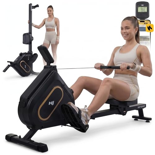HOP Sport® Magnetisches Rudergerät für Zuhause mit 16 Widerstandsstufen HS-085R | Leises, stabiles Heimrudergerät für Cardio-Training | Rudermaschine mit Bluetooth & App