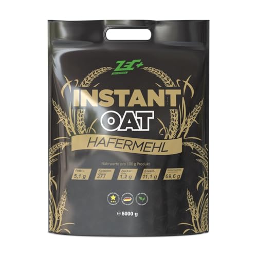 ZEC+ Instant Oats - 5kg, instantisiertes Hafermehl aus Hafervollkornmehl, feine Haferflocken gemahlen, für Shakes, Porridge, Pancakes & Backen, Kohlenhydratquelle, 68 g Kohlenhydrate pro 100 g