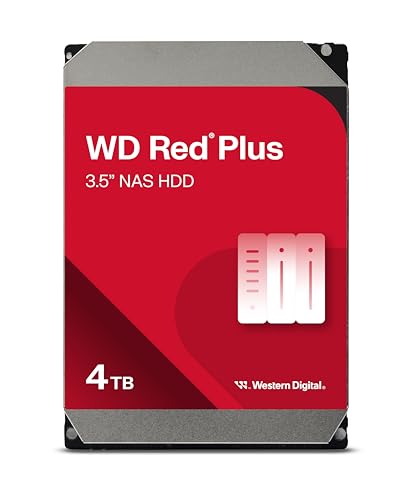 WD Red Plus 4TB NAS Interne Festplatte 3,5 Zoll - 5400 U/Min, SATA 6 Gb/s, CMR, 256MB Cache