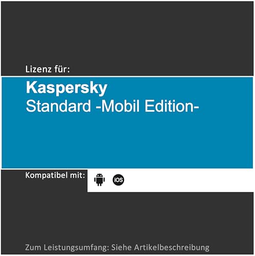 Lizenz für Kaspersky Standard -Mobile Edition- | 2026 | 1-6 Gerät(e) | 1 Jahr | Vollversion | iOS/Android | Lizenzcode per Post o. E-Mail von softwareGO (postalischer Versand, 1 Gerät)