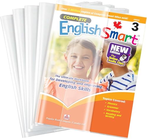 EULANT 10 Stück buchumschläge 19.5x26.5cm, Transparent Schulbuch Umschläge, Schulbuchumschläge mit Verstellbarem Klebestreifen, Klar Bücher Einbinden für das Home Office der Schule