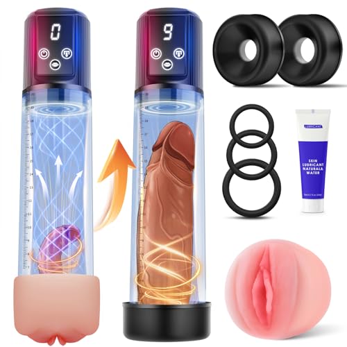 Tagnaff Penispumpe Vakuumpumpe für den Mann Penisvergrößerung, 9 Saugstufen & 9 Trainingsmodi Elektrische Penis Pumpe, Sex Spielzeug für die Männer Masturbator Penies Pump Verlängerung, 7-Stück-Set