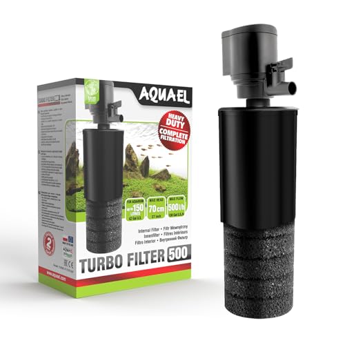 Aquael Filter Turbo 500 – Komplette Filterung | Innenfilter für Süßwasseraquarien bis 150 l | 500 l/h | 4,4 W | Belüftung + Regulierung