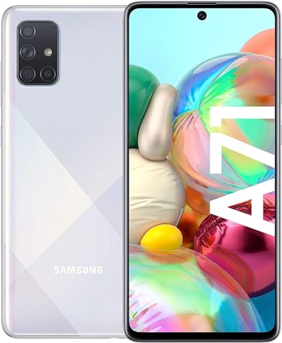 Samsung Galaxy A71 Smartphone 5G, Alle Träger (16.95cm (6.7 Zoll) 128 GB interner Speicher, 6 GB RAM, Dual SIM, Android 10 to 13) - Deutsche Version (128 GB mit 5G, Prism Crush Silber)