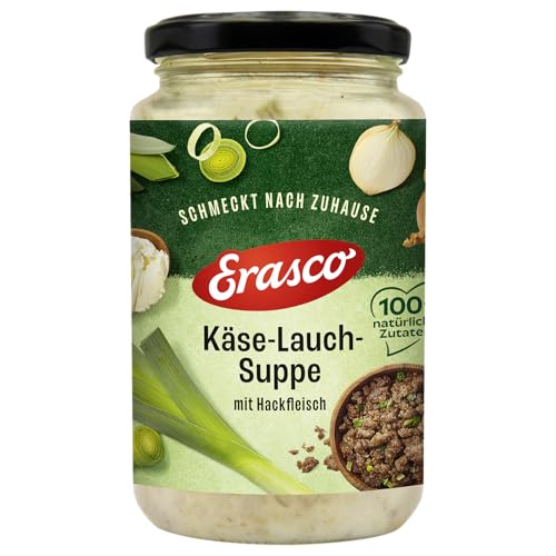 Erasco Käse-Lauch-Suppe mit Hackfleisch im Glas aus 100% natürlichen Zutaten, 350ml – lecker und herzhaft, ohne Konservierungsstoffe, schnelle Zubereitung, fertige Suppe