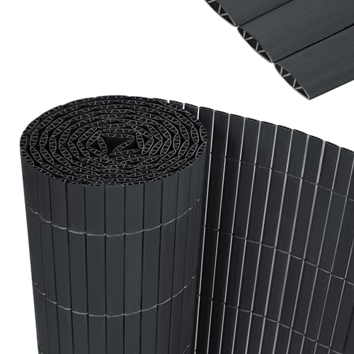 YRHome 180x500cm PVC Sichtschutzmatte Stabile W-Form Sichtschutzzaun Balkon Balkonsichtschutz Sichtschutz mit Kabelbindern Windschutz Wetterfest UV-beständig für Garten Terrasse, Anthrazit