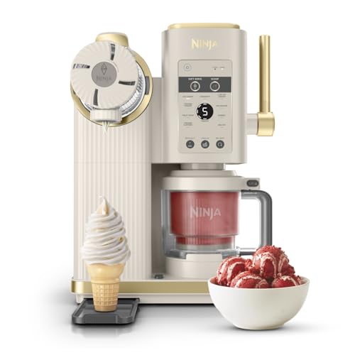 Ninja CREAMi Scoop & Swirl Eismaschine mit 2 Behältern, 13 Funktionen, für Eiscreme, Softeis, Gelato, Sorbet, Milchshakes und mehr, mit Mix-In-Funktion, Stone Gold NC701EUSTGD