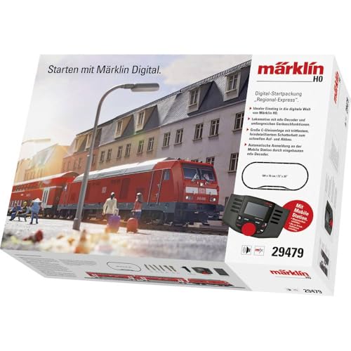 Märklin 29479 - Digital-Startpackung Regional-Express, Spur H0 Modelleisenbahn, viele Soundfunktionen, mit Mobile Station und C-Gleis Schienen