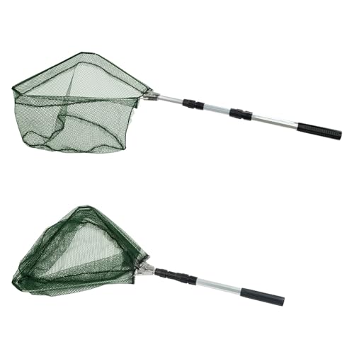 LCUHAVA 2 Stück Kescher Angeln Angelkescher 130cm Karpfenkescher 4 Teilig Teleskopierbar, Faltbares, Strapazierfähiges Nylon-Gewebe Geeignet Für Erwachsene, Kinder Angeln, Teich, See Aktivitäten