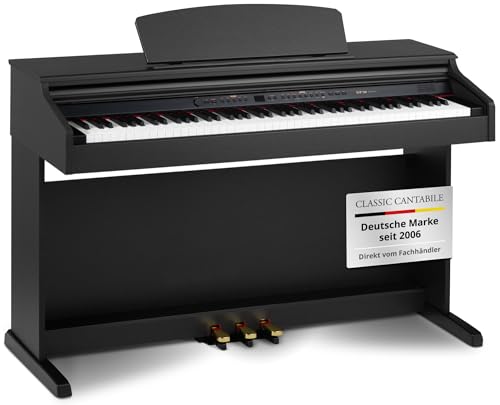 Classic Cantabile DP-50 SM E Piano - Digital Piano 88 Tasten mit Hammermechanik, 14 Voices, Kopfhöreranschlüsse, USB, 3 Pedale, Notenhalter - Klavier ist perfekt geeignet für Anfänger - schwarz matt