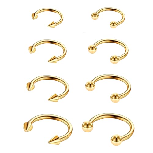 Yolev 8 Stück Hufeisen Piercing 16 g Nasenseptum Chirurgenstahl Nasenring