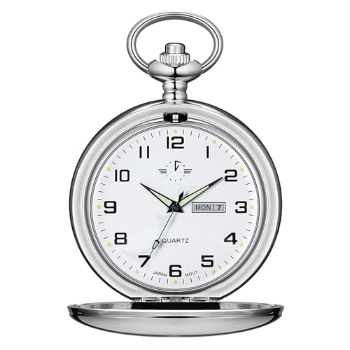 BOSHIYA Glatte Quarz Taschenuhren (Glattes Silber)