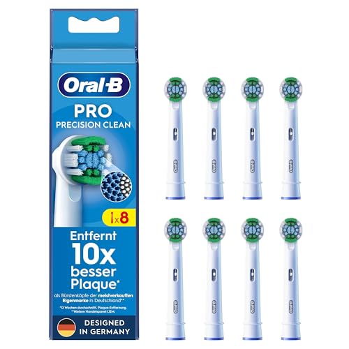 Oral-B Pro Precision Clean – ORIGINAL Aufsteckbürsten für Elektrische Zahnbürste – Zahnreinigung, Ersatzbürsten mit innovativen X-Borsten, Zahnbürstenaufsatz, Designed in Germany – Weiß, 8 Stück