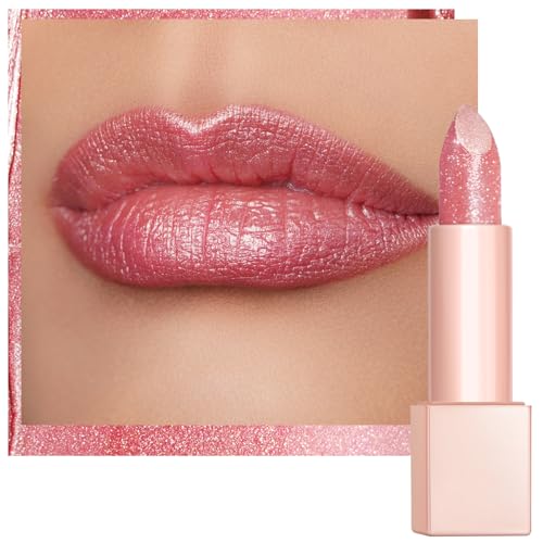OULAC Feuchtigkeits Glanz Lippenstift Rosa, Schimmernder Lippenstift mit Glänzender Oberfläche, Cremige Textur, Lippenpflege Lippenstifte für Feuchtigkeitsspendende Lippen, Vegan (03) Pink Jewel