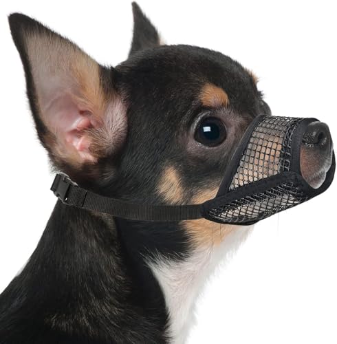 Mayerzon Hund Maulkorb, Soft Mesh Maulkörbe für kleine mittlere große Hunde Chihuahua Pudel Husky Labrador Retriever, atmungsaktiv Hund Maulkorb für Beißen Kauen Grooming, erlauben Hecheln Trinken. XS