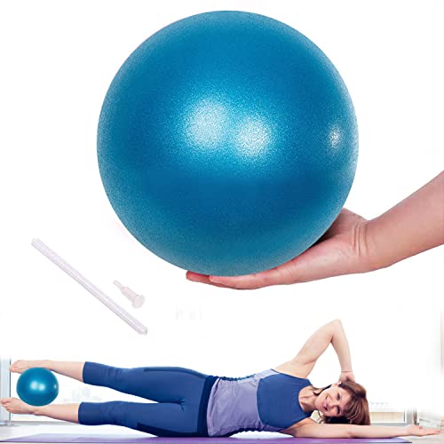 Lanjue Kleiner Pilates Ball, 25 cm Rutschfester Fitnessball Gymnastikball Klein, Weicher Yoga Ball für Bauch und Schultertraining Balance Sport Pilates (Blau)